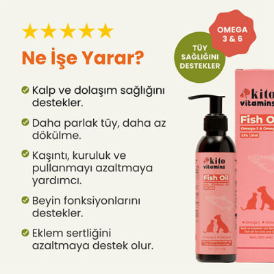 Kito Vitamins Balık Yağı Tüy Dökülme Karşıtı Kedi ve Köpek Takviyesi 200 ml - 2