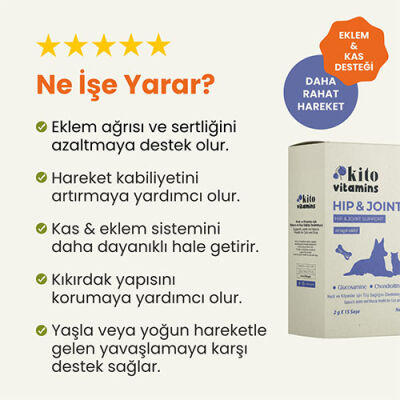 Kito Vitamins Hip & Joint Kedi ve Köpek Eklem Destekleyici Multivitamini 2x15 Gr - 2