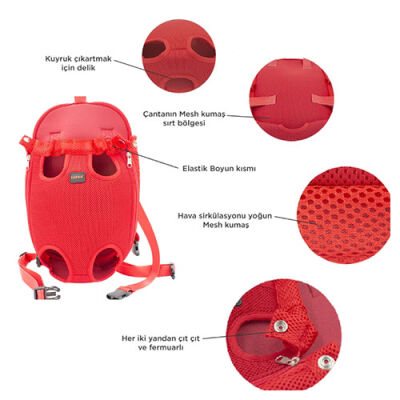 Lepus Ana Kucağı Space Köpek Taşıma Çantası Kırmızı XSmall - 3