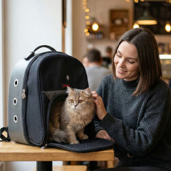 Lepus Astronot Kedi ve Köpek Taşıma Çantası Siyah - 3