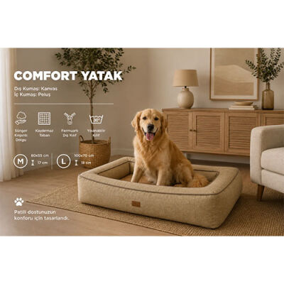 Lepus Comfort Kedi ve Köpek Yatağı Haki Yeşil Large 100x70x18 Cm - 3