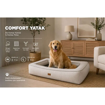 Lepus Comfort Kedi ve Köpek Yatağı Medium Gri 80x55x17 Cm - 3