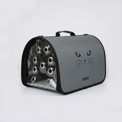 Lepus Fly Bag Kedi Desenli Taşıma Çantası Gri 25x40x25 Cm - Lepus