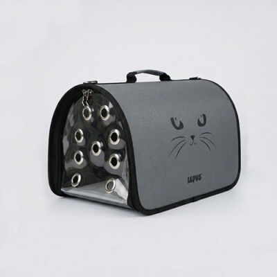 Lepus Fly Bag Kedi Desenli Taşıma Çantası Gri 25x40x25 Cm - 1