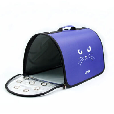 Lepus Fly Bag Kedi Desenli Taşıma Çantası Lila 25x40x25 Cm - 2