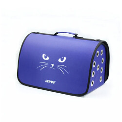 Lepus Fly Bag Kedi Desenli Taşıma Çantası Lila 25x40x25 Cm - 3