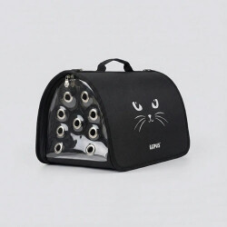 Lepus Fly Bag Kedi Desenli Taşıma Çantası Siyah 25x40x25 Cm - Lepus