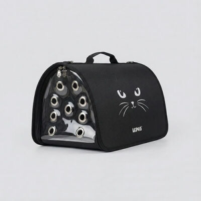 Lepus Fly Bag Kedi Desenli Taşıma Çantası Siyah 25x40x25 Cm - 1