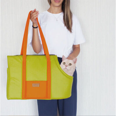 Lepus Sling Bag Kedi ve Köpek Taşıma Çantası Hardal 25x47x32 Cm - 2