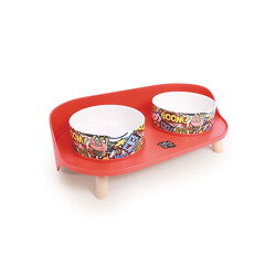 M-Pets Altitude Urban Style Standlı İkili Kedi ve Köpek Mama ve Su Kabı Kırmızı 450 Ml - 2