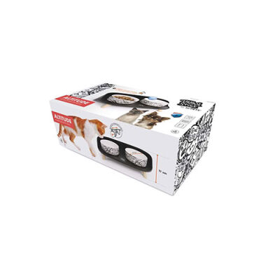 M-Pets Altitude Urban Style Standlı Mama ve Su Kabı Siyah Beyaz 450 Ml - 2