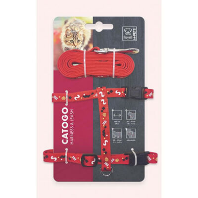 M-Pets Catogo Kedi Göğüs Tasması Seti Kırmızı 90-170 Cm - 1