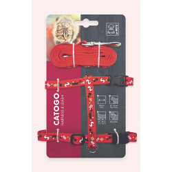 M-Pets Catogo Kedi Göğüs Tasması Seti Kırmızı 90-170 Cm - M-Pets
