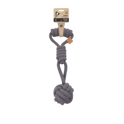 M-Pets Çekmeli Örgü Top Köpek Oyuncağı Gri 36 Cm - 1