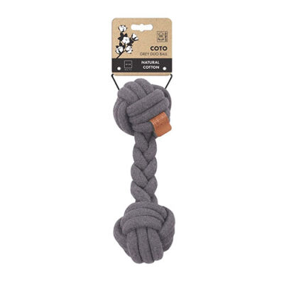 M-Pets Coto Gri Duo Ball Örgü Köpek Oyuncağı 28 Cm - 1