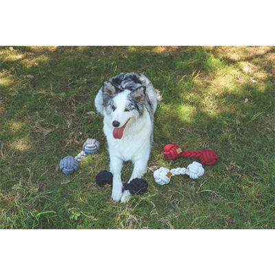 M-Pets Coto Gri Duo Ball Örgü Köpek Oyuncağı 28 Cm - 2