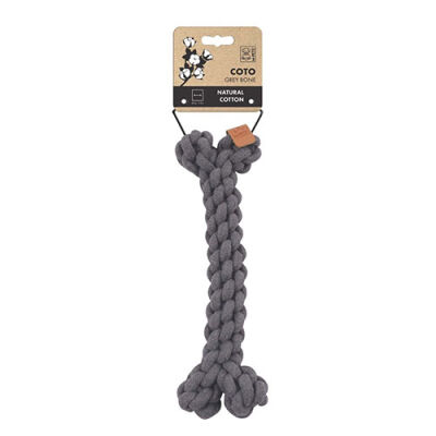 M-Pets Coto Örgü Kemik Köpek Oyuncağı Gri 30 Cm - 1