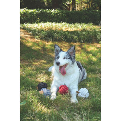 M-Pets Coto Örgü Top Köpek Oyuncağı Siyah 9,5 Cm - 3