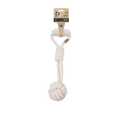 M-Pets Coto Tug Ball Örgü Köpek Oyuncağı Beyaz 36 Cm - 1
