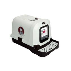 M-Pets Denizci Kedi Desenli Kapalı Kedi Tuvaleti Beyaz 69x42x41 Cm - M-Pets