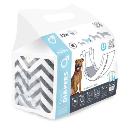 M-Pets Diapers Erkek Köpekler İçin Külot Bez Large 12 li 20x65 Cm - 1