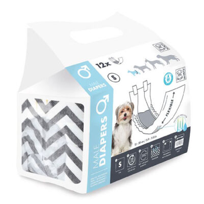 M-Pets Diapers Erkek Köpekler İçin Külot Bez Small 12 li 17,5x42 Cm - 1