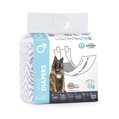 M-Pets Diapers Erkek Köpekler İçin Külot Bez XXL 12'li 55x65 Cm - 1