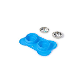 M-Pets Duet Silikon Mat Kedi ve Köpek Mama ve Su Kabı Mavi 2x200 Ml - 2