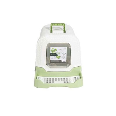 M-Pets Eco Rattan Kapalı Kedi Tuvaleti Yeşil 69x42x41 Cm - 2