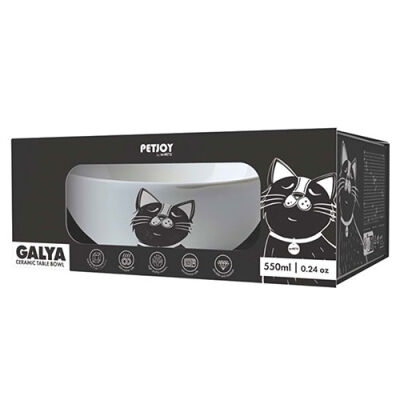 M-Pets Galya Seramik Kedi Mama ve Su Kabı Siyah Beyaz 550 Ml - 3
