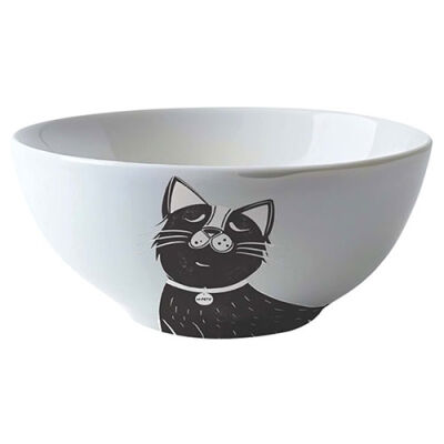 M-Pets Galya Seramik Kedi Mama ve Su Kabı Siyah Beyaz 550 Ml - 1