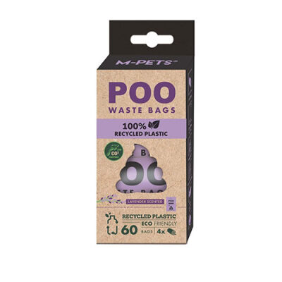 M-Pets Geri Dönüştürülmüş Malzemeden Yapılı Lavanta Kokulu Köpek Dışkı Toplama Poşeti 4x15 Yaprak - 1