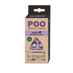 M-Pets Geri Dönüştürülmüş Malzemeden Yapılı Lavanta Kokulu Köpek Dışkı Toplama Poşeti 4x15 Yaprak - M-Pets