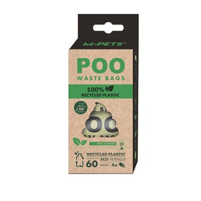 M-Pets Geri Dönüştürülmüş Malzemeden Yapılı Nane Kokulu Köpek Dışkı Toplama Poşeti 4x15 Yaprak - 1