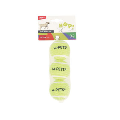 M-Pets Hop Tenis Topu Köpek Oyuncağı Sarı 3'lü 5 Cm - 1