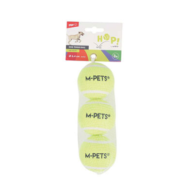M-Pets Hop Tenis Topu Köpek Oyuncağı Sarı 3'lü 6,4 Cm - 1