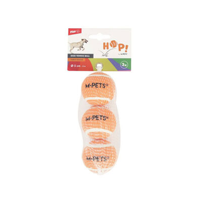 M-Pets Hop Tenis Topu Köpek Oyuncağı Turuncu 3'lü 5 Cm - 1