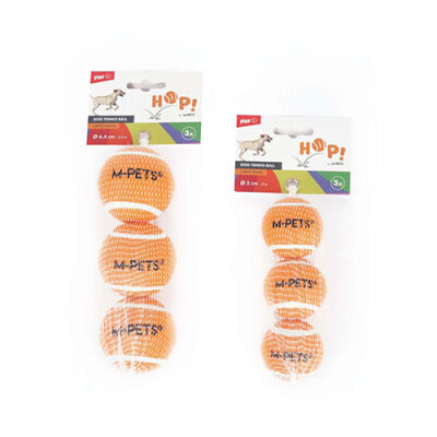M-Pets Hop Tenis Topu Köpek Oyuncağı Turuncu 3'lü 5 Cm - 3