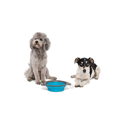 M-Pets Kedi ve Köpekler İçin Katlanır Silikon Mama ve Su Kabı Mavi 420 Ml - 3