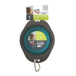 M-Pets Kedi ve Köpekler İçin Katlanır Silikon Mama ve Su Kabı Mavi 420 Ml - M-Pets