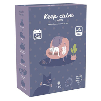 M-Pets Keep Calm Calming Sakinleştici Kedi Tasması Gri - 1