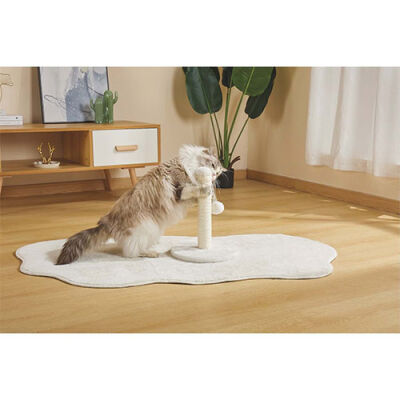 M-Pets My First Ponponlu Kedi Tırmalama Tahtası Beyaz 24x24x30 Cm - 3