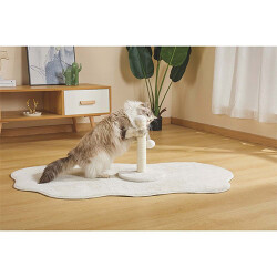 M-Pets My First Ponponlu Kedi Tırmalama Tahtası Beyaz 24x24x30 Cm - 3