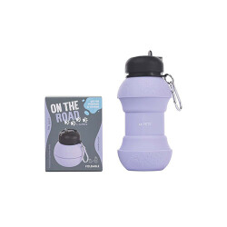 M-Pets On The Road Lavanta Moru Katlanabilir Köpek Seyahat Suluğu 200-550 ml - 2