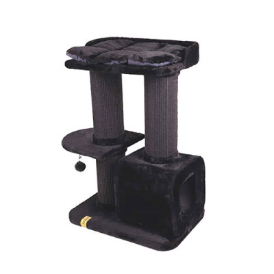 M-Pets Panther Premium Casbah Kedi Tırmalama Ağacı Siyah 68x48x98 Cm - 3