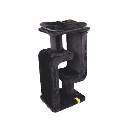 M-Pets Panther Premium Duo Tırmalama Tahtalı Kedi Ağacı Siyah 48x40x98 Cm - 1