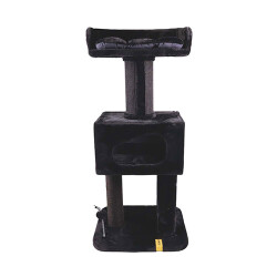 M-Pets Panther Premium Hotel Tırmalama Tahtalı Kedi Ağacı Siyah 60x50x130 Cm - M-Pets