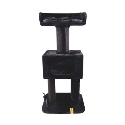 M-Pets Panther Premium Hotel Tırmalama Tahtalı Kedi Ağacı Siyah 60x50x130 Cm - 1