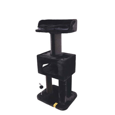 M-Pets Panther Premium Hotel Tırmalama Tahtalı Kedi Ağacı Siyah 60x50x130 Cm - 3