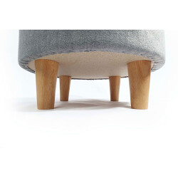 M-Pets Round Elevated Ahşap Ayaklı Kedi Yatağı Gri 47x47x26 Cm - 3